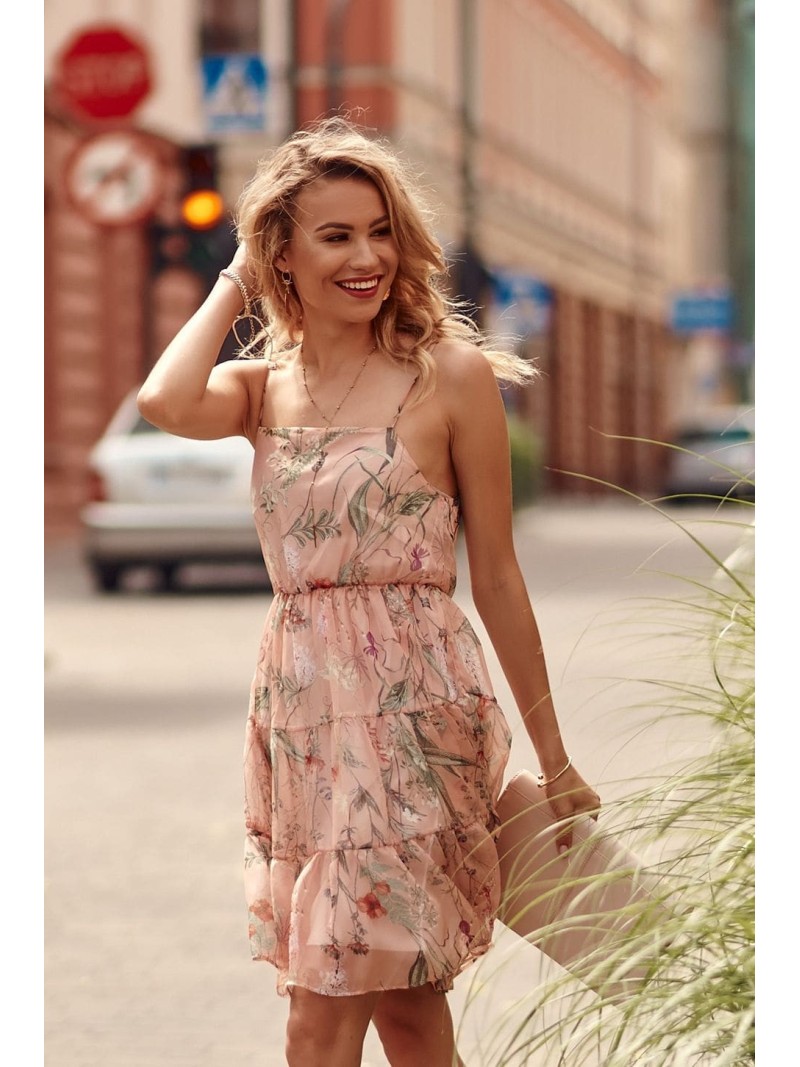 Airy dress with patterns, powder PR3213 - Online store - Boutique